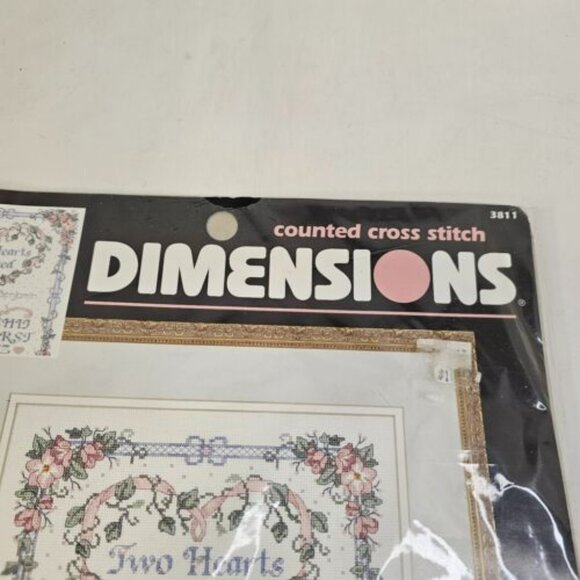 Dimensions Counted Cross Stitch Kit United Hearts Vintage 1996 Sealed - Picture 5 of 6